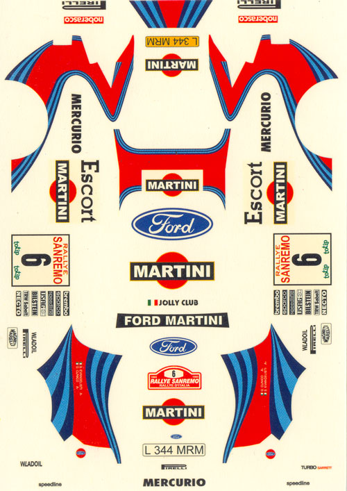 TEAMSLOT decal sheet Ford Escort Martini